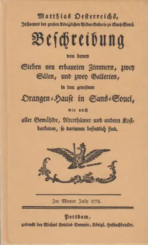 Reprint: Beschreibung von denen sieben neu erbaueten Zimmern ... M. Oesterreich