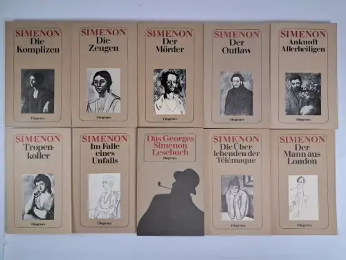 10 Bücher Georges Simenon, detebe, Zeugen, Outlaw, Mörder, Komplizen, Lesebuch..