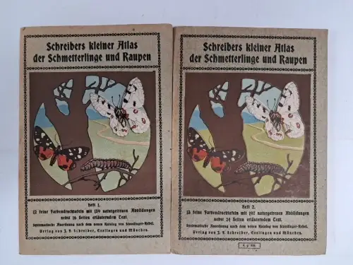 2 Hefte: Schreibers kleiner Atlas der Schmetterline und Raupen Heft 1+2