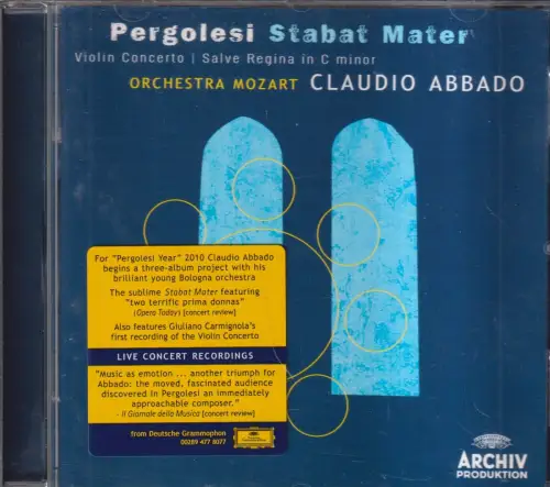 CD: Pergolesi, Stabat Mater / Violin Concerto / Salve Regina in C minor, 2009