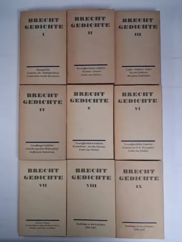 Buch: Bertolt Brecht - Gedichte, Band I-IX, Aufbau Verlag, 9 Bände, 1961 ff.