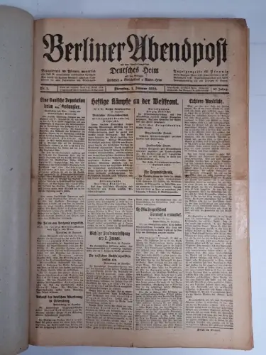 Berliner Abendpost Nr. 1-97 / 1918, 32. Jahrgang, Januar - April, unvollständig