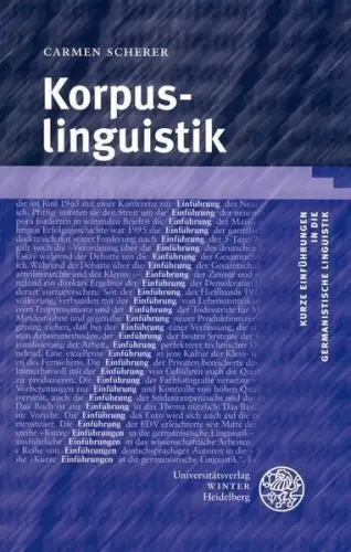 Buch: Korpuslinguistik, Scherer, Carmen, 2006, Universitätsverlag Winter
