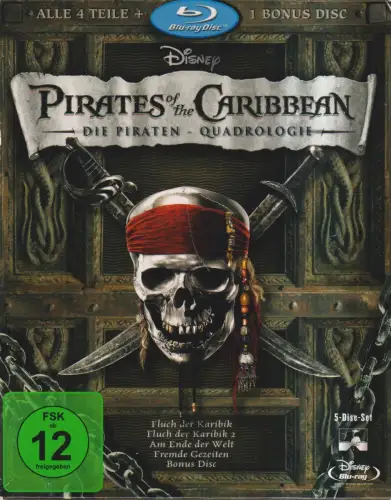 Blu-ray-Box: Pirates of the Caribbean-Quadrologie, 2012, Johnny Depp, 5 Blu-rays