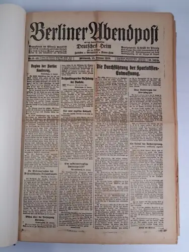 Berliner Abendpost Nr. 1-176 / 1919, 33. Jahrgang, Januar - Juli, unvollständig