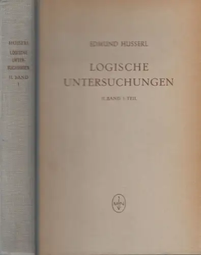Buch: Logische Untersuchungen Band II, 1. Teil, Edmund Husserl, 1928, Niemeyer