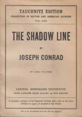 Buch: The Shadow Line, Joseph Conrad, 1928, Edition Tauchnitz, Collection of ...