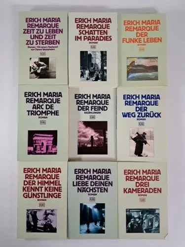 9 Bücher Erich Maria Remarque, Romane, KiWi, Feind, Kameraden, Himmel, Weg ...