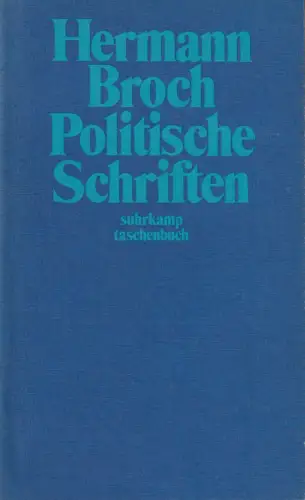 Buch: Politische Schriften, Broch, Hermann. H.Broch Gesammelte Werke, 1978