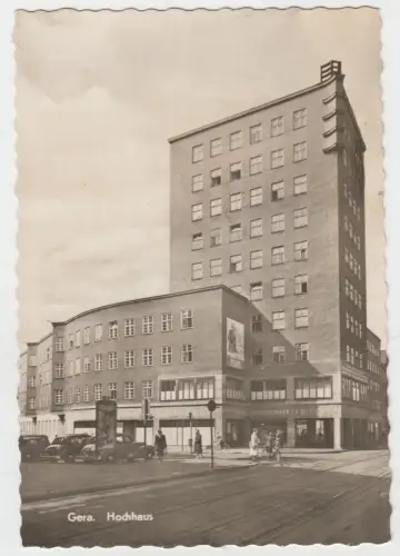 AK Gera. Hochhaus. 1966, Lichtbild-Schincke, Sparkassen-Hochhaus, ungelaufen