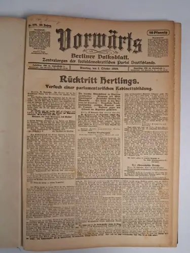 Vorwärts. Berliner Volksblatt, 35. Jahrgang 1918, Nr. 270-300 Oktober, 31 Hefte