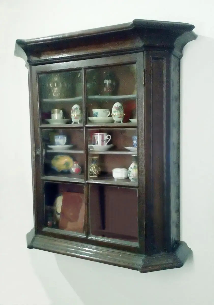 Antike Hängevitrine Vitrine um 1800, Eiche, Landhausstil 2