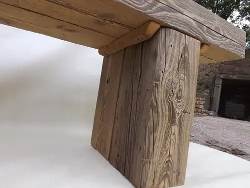 Gartenbank Sitzbank rustikal antik Balkenbank Landhaus Massiv Holz robust geölt