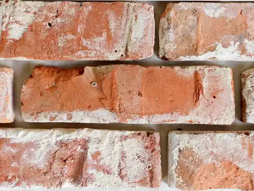 Antik Riemchen Stein Wand Rückbau Mauerstein Klinker Ziegel echter Backstein Verblender Fliese terracotta