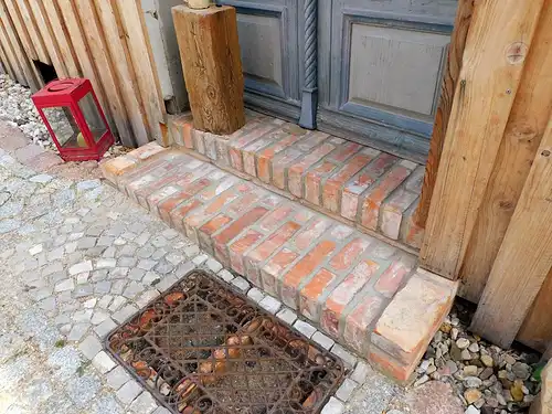  Außen Treppen stufe Fenster bank Eck riemchen alte Antik Klinker Mauer Ziegel Rückbau Back Steine