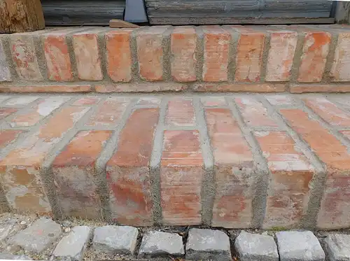  Außen Treppen stufe Fenster bank Eck riemchen alte Antik Klinker Mauer Ziegel Rückbau Back Steine