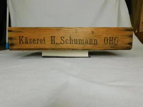 original historische Holz Transport Leih Käsekiste Käserei Schumann OHG Tablett Beistelltisch vintage shabby chic