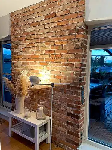 Loft Ziegel Klinker Riemchen Fliese Wand gestaltung Antik used look shabby Style used look 