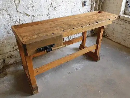 Hobelbank Beistelltisch Konsolen Küchen Tisch Waschtisch Massivholz Buche Patina shabby chic used look vintage rustikal