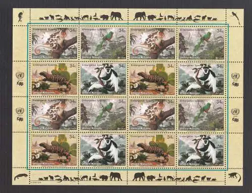 UNO New York 2001 Mi. 856-859 ** Kleinbogen "Gefährdete Tierwelt"  Endangered Species