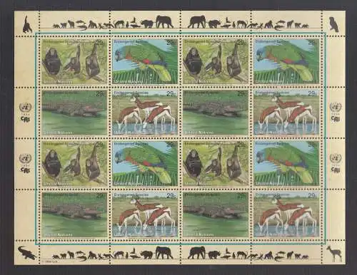 UNO New York 1994** Kleinbogen   "Gefährdete Tierwelt"  Endangered Species
