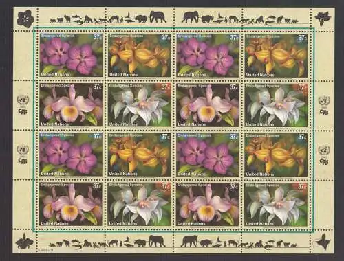 UNO New York 2005 postfrisch  Kleinbogen   "Gefährdete Tierwelt"  Endangered Species