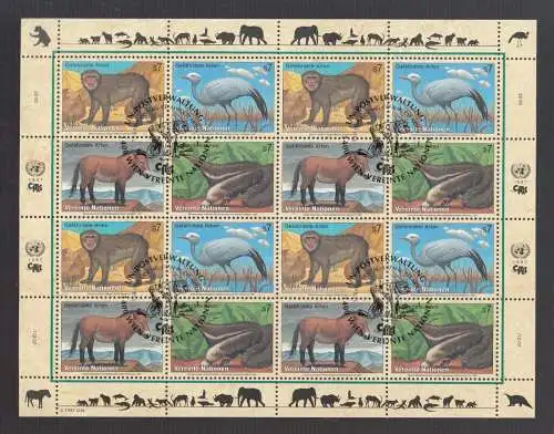 UNO Wien Vienna 1997 gestempelt ESST  Kleinbogen   "Gefährdete Tierwelt"  Endangered Species