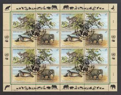 UNO Wien Vienna 1994 gestempelt ESST  Kleinbogen   "Gefährdete Tierwelt"  Endangered Species