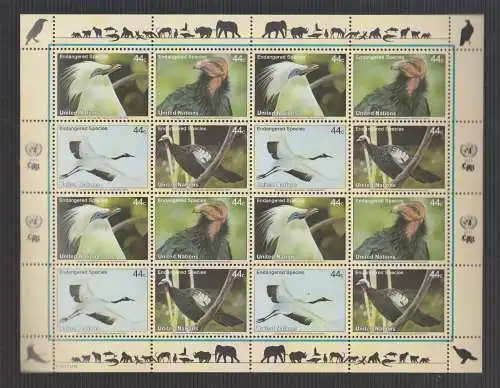 UNO New York 2011 postfrisch  Kleinbogen   "Gefährdete Tierwelt"  Endangered Species