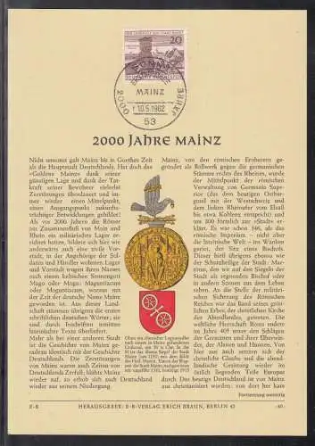 BRD Privat ETB 1962 - 2000 Jahre Mainz  (Verlag Erich Braun)