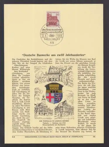 BRD Privat ETB 1965 - Deutsche Bauwerke Torhalle in Lorsch   (Verlag Erich Braun)