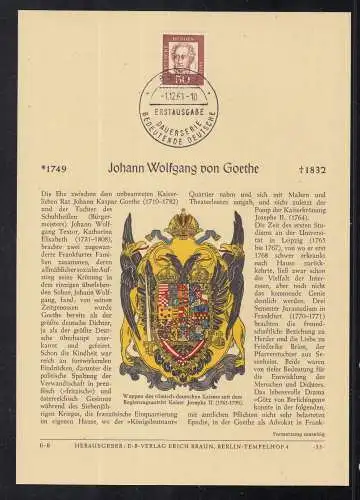 BRD Privat ETB 1961 -  Bedeutende Deutsche Johann von Goethe   (Verlag Erich Braun)