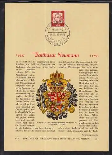 BRD Privat ETB 1961 -  Bedeutende Deutsche Neumann Balthasar   (Verlag Erich Braun)