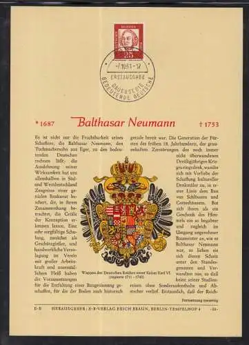 BRD Privat ETB 1961 -  Bedeutende Deutsche Neumann Balthasar   (Verlag Erich Braun)