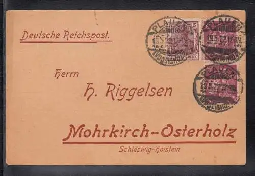 Deutsches Reich / German Empire tolle Postkarte 3 Vollstempel Plauen 1922