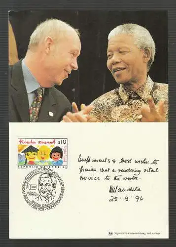 tolle Schmuckblatt Österreich Freunde der SOS Kinderdörfer -   Friedensnobelpreis für Nelson Mandela