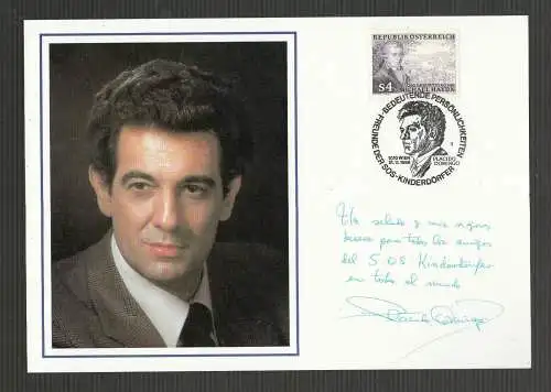 tolle Schmuckblatt Österreich Freunde der SOS Kinderdörfer -   Opernsänger Placido Domingo