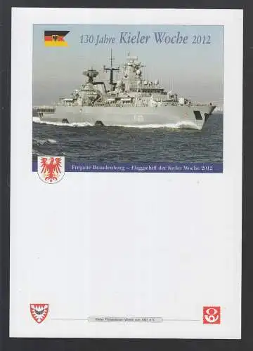 tolles Sonder-Blatt 2012 - Fregatte Brandenburg - Flagschiff der Kieler Woche
