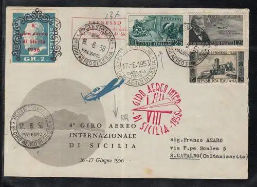 Luftpost Espresso, für Aereo International Tour of Sicilien 1956