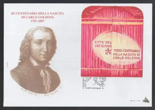 Vatikan 2007 Nice FDC - Theaterszene Carlo Goldoni " Dramatiker