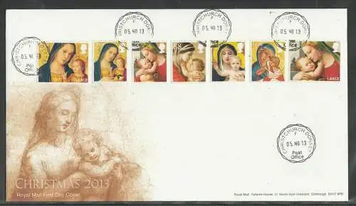 Great Britain United Kingdom FDC 2013 - Weihnachten Christmas, Heilige Maria mit Kind