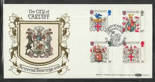 Great Britain United Kingdom FDC 1984 - Heraldik der Stadt Cardiff