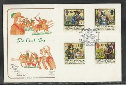 Great Britain United Kingdom FDC 1992 - 350th Anniversary THE CIVIL WAR