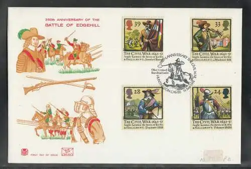 Great Britain United Kingdom FDC 1992 -  350th Anniversary Battel of Edgehill