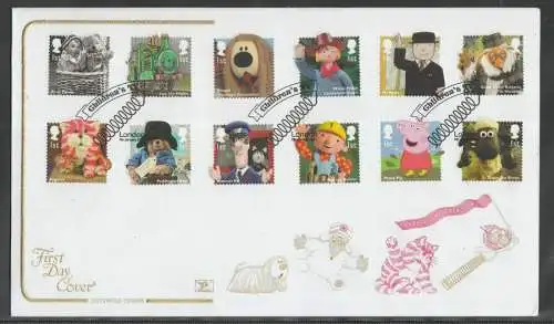 Great Britain United Kingdom FDC 2014 -  Figuren aus dem Kinderfernsehen Zeichentrick 