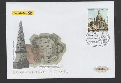 Schmuck-FDC Deutschland exklusiv  2016 skl - 350. Geburtstag von George Bähr Architekt