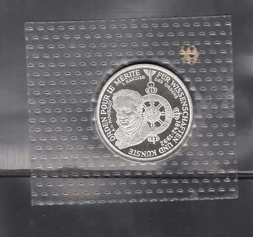 Bundesrepublik Deutschland 10 DM Münze 1992 Noppenfolie -  Orden "Pour le Merite"