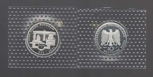 Bundesrepublik Deutschland 10 DM Münze 1993 Noppenfolie -  1000 Jahre Potsdam