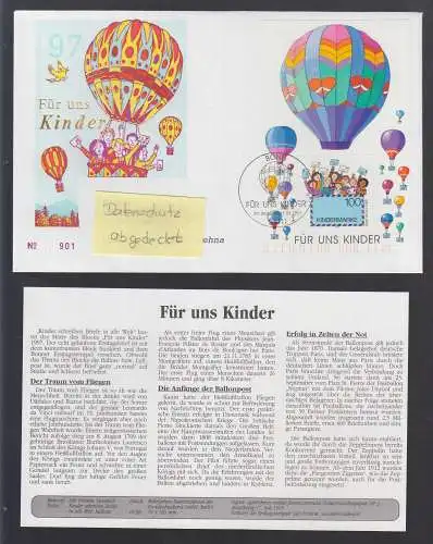 Bund BRD Brief + Beschr.  1997 - Kinder in Gondel eines Heißluftballons