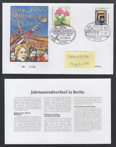 Bund BRD Brief + Beschr.  Sonderstempel Millennium Brandenburger Tor  1999 - 2000
